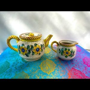 Vintage hand painted Japanese crackle tea set